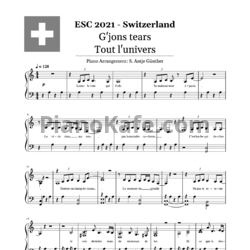 Ноты Gjon's Tears - Tout l'Univers (Switzerland)