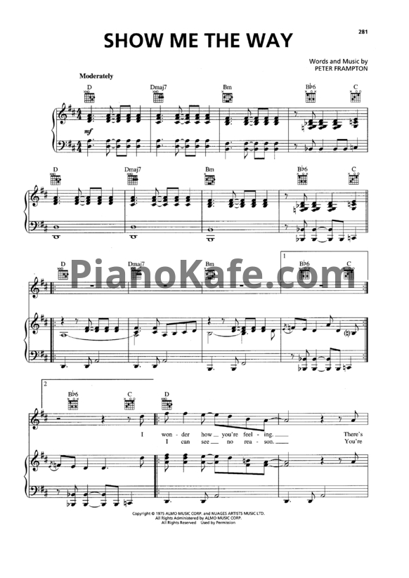 Ноты Peter Frampton - Show me the way - PianoKafe.com