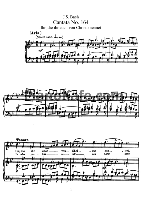 Ноты И. Бах - Кантата №164 "Ihr, die ihr euch von Christo nennet" (BWV 164) - PianoKafe.com