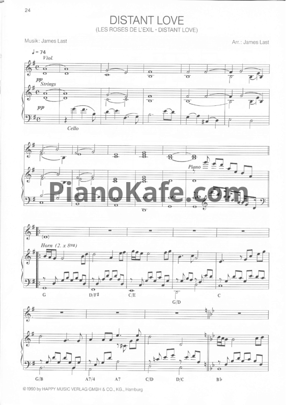 Ноты James Last - Distant love - PianoKafe.com