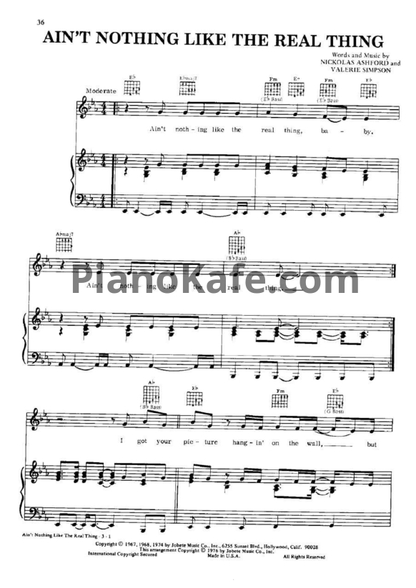 Ноты Marvin Gaye - Ain't nothing like the real thing - PianoKafe.com