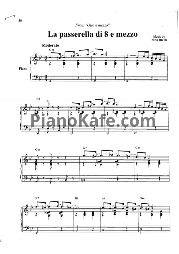 Ноты Nino Rota - La passerella di 8 e mezzo - PianoKafe.com