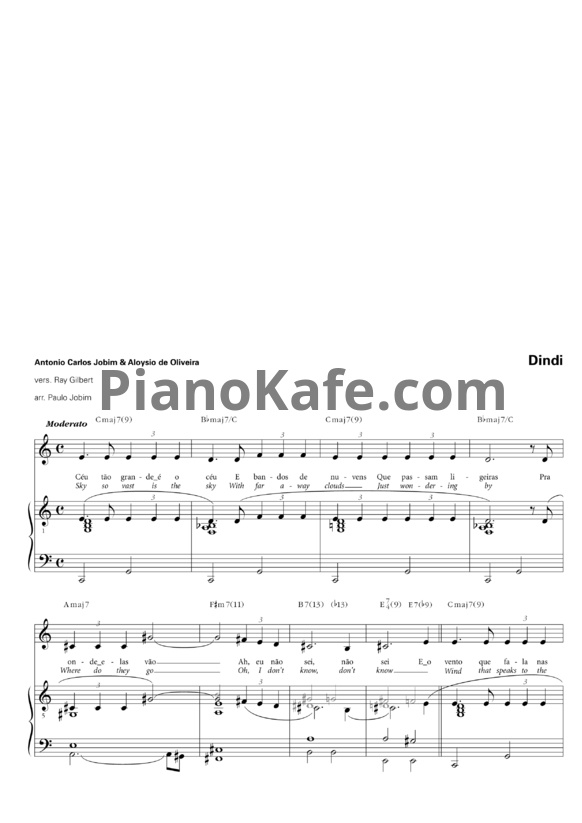 Ноты Antonio Carlos Jobim & Aloysio de Oliveira - Dindi - PianoKafe.com