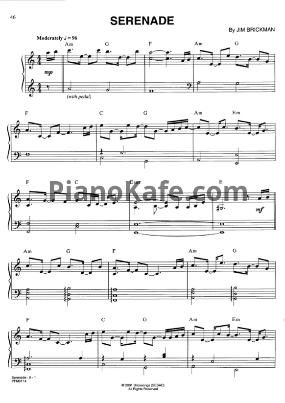 Ноты Jim Brickman - Serenade - PianoKafe.com