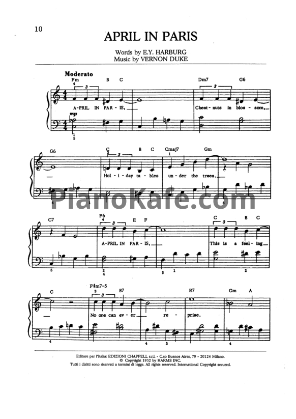 Ноты Frank Sinatra - April in Paris - PianoKafe.com