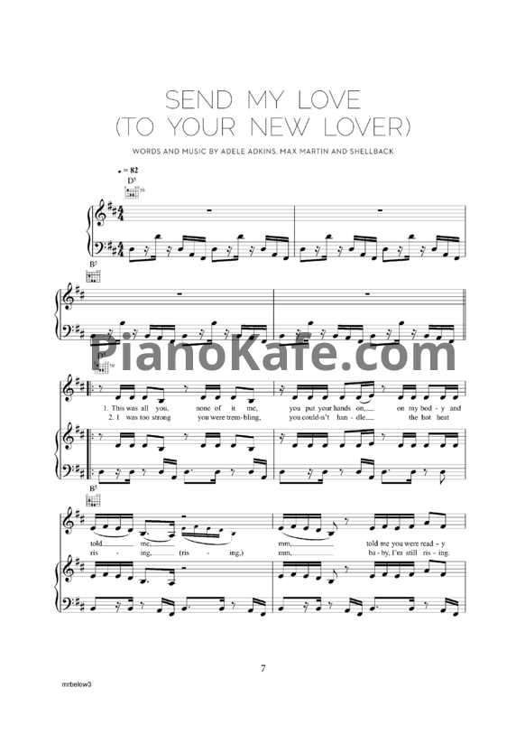 Ноты Adele - Send my love (To your new lover) - PianoKafe.com
