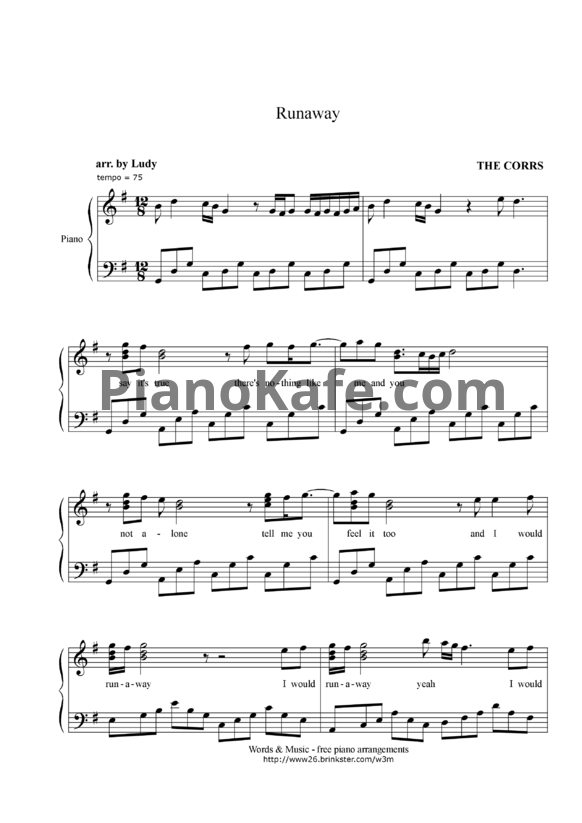 Ноты The Corrs - Runaway - PianoKafe.com
