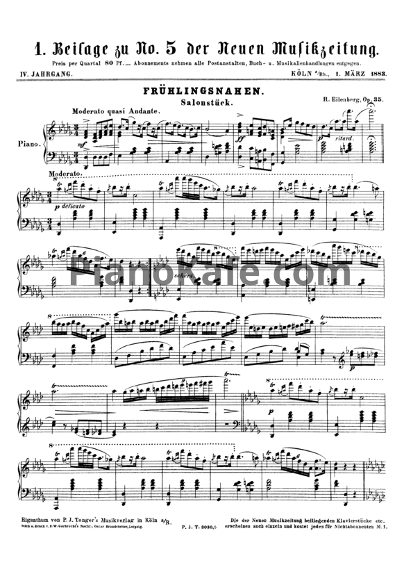 Ноты Р. Эйленберг - Frühlingsnahen (Op. 35) - PianoKafe.com