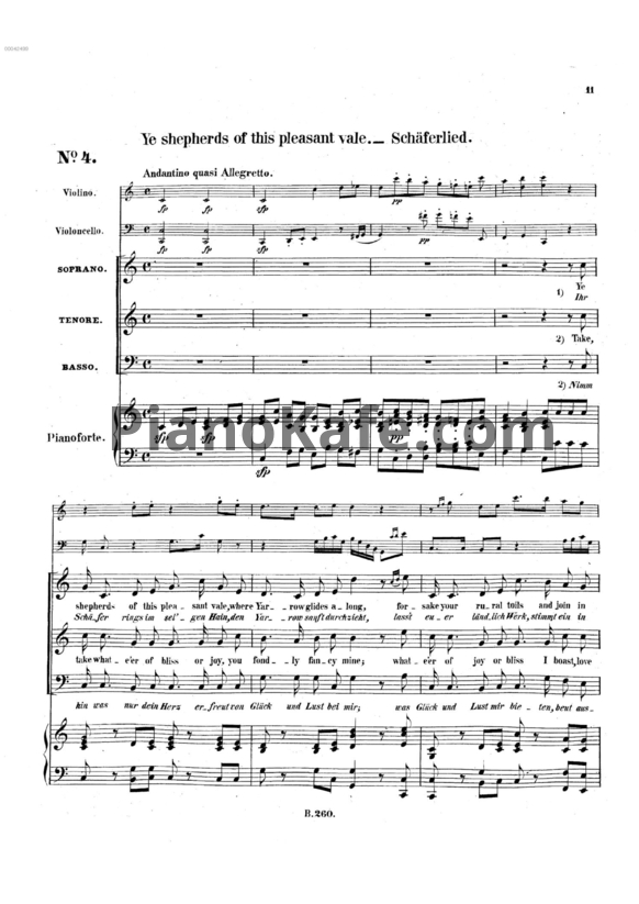 Ноты Л. В. Бетховен - "Ye shepherds of this pleasant vale" №4 из сборника "12 шотландских народных песен" (WOO 156/ 4) - PianoKafe.com