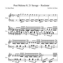 Ноты Post Malone feat. 21 Savage - Rockstar - предпросмотр