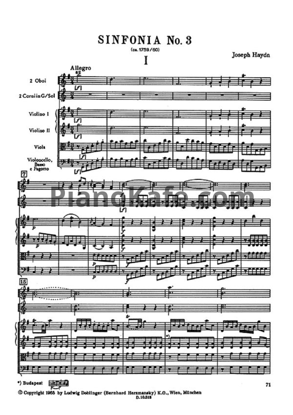 Ноты Йозеф Гайдн - Симфония №3 соль мажор (Партитура) - PianoKafe.com