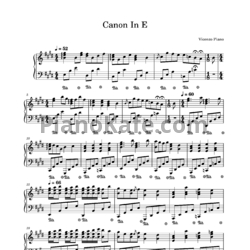 Ноты Vicenzo Piano - Canon In E - предпросмотр