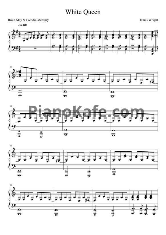 Ноты Queen - White queen (As it began) - PianoKafe.com