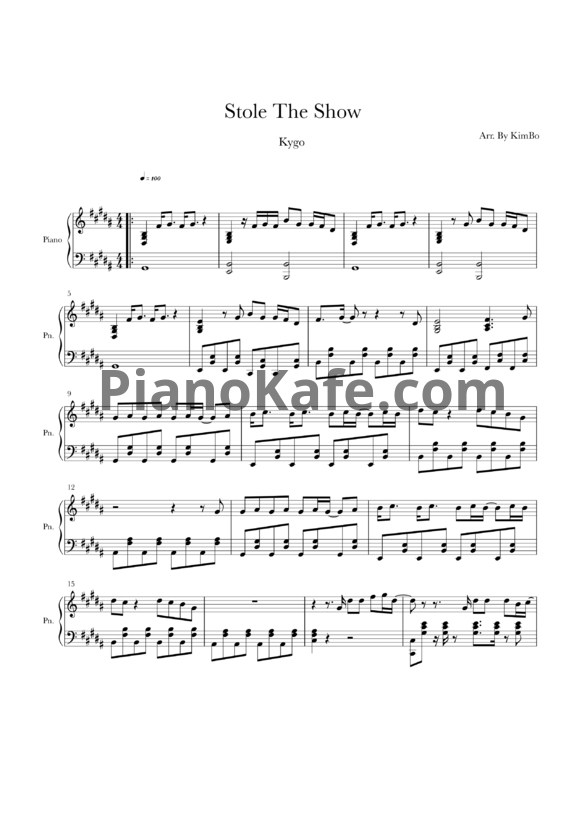 Ноты Kygo feat. Parson James - Stole the show - PianoKafe.com