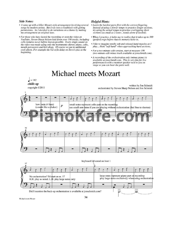 Ноты Jon Schmidt - Michael meets Mozart - PianoKafe.com
