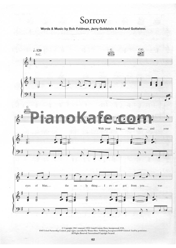 Ноты David Bowie - Sorrow - PianoKafe.com