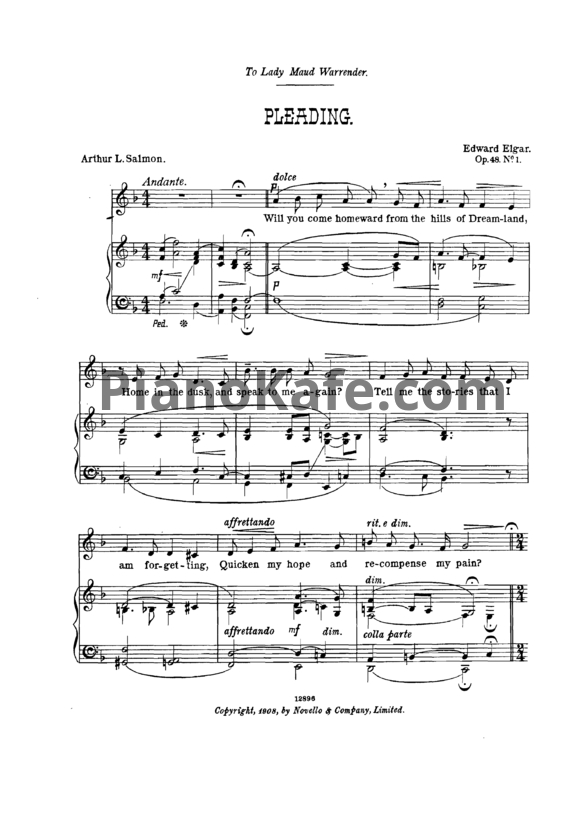 Ноты Эдуард Элгар - Pleading (Op. 48, №1) - PianoKafe.com