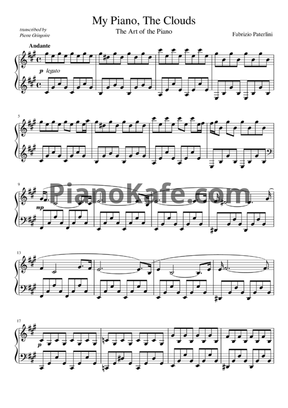 Ноты Fabrizio Paterlini - My piano, the clouds - PianoKafe.com