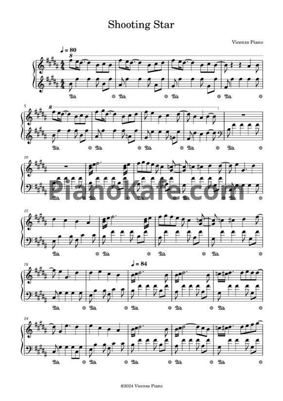 Ноты Vicenzo Piano - Shooting Star - PianoKafe.com
