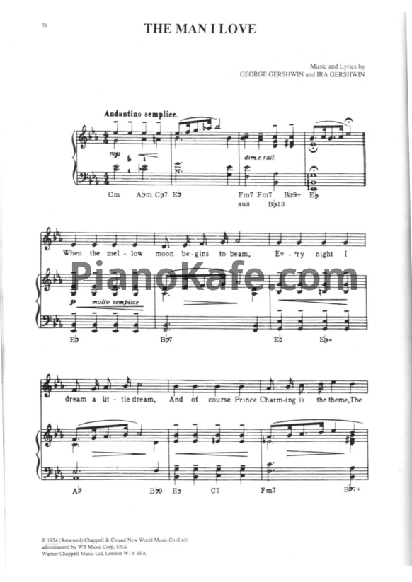 Ноты George Gershwin - The man I love (Версия 3) - PianoKafe.com