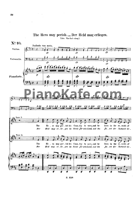 Ноты Л. В. Бетховен - "The hero may perish" №10 из сборника "12 Ирландских песен" (12 Irish songs) (WOO 154/10) - PianoKafe.com