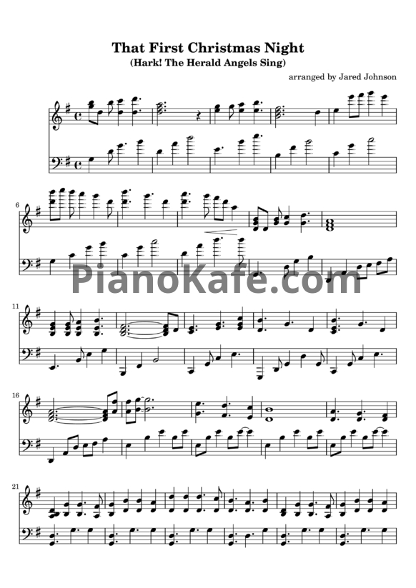 Ноты Jared Johnson - That first Christmas night (Hark! The herald angels sing) - PianoKafe.com