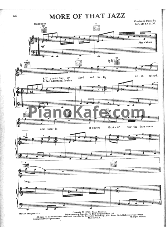 Ноты Queen - More of that jazz - PianoKafe.com