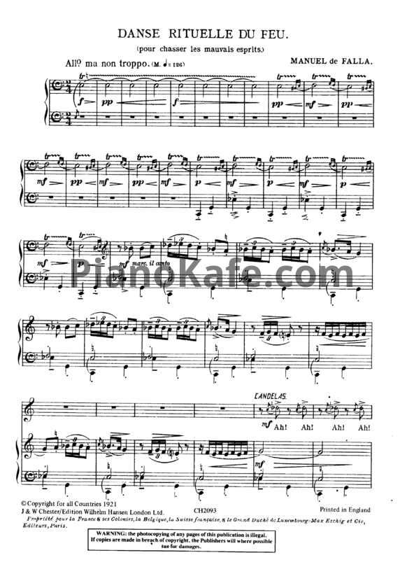 Ноты Мануэль де Фалья - Ритуальный танец огня - PianoKafe.com