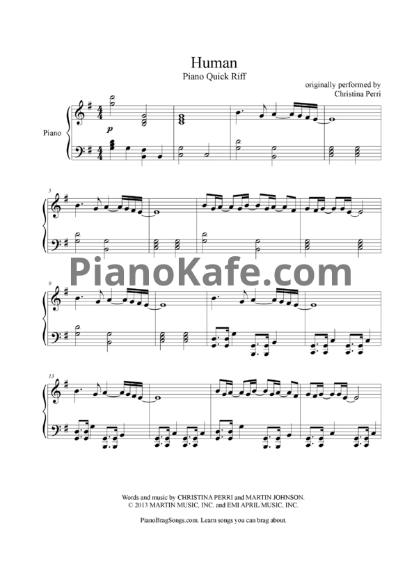 Ноты Christina Perri - Human - PianoKafe.com