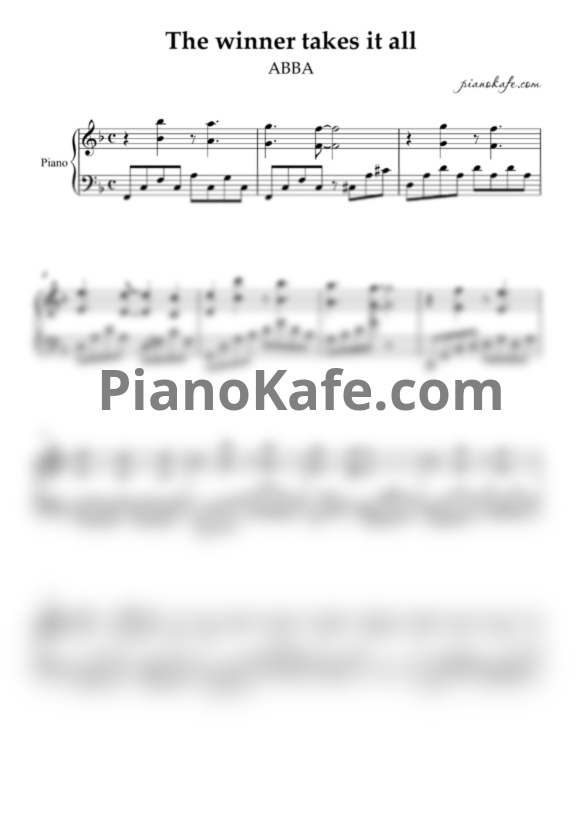 Ноты ABBA - The winner takes it all (Версия 3) - PianoKafe.com