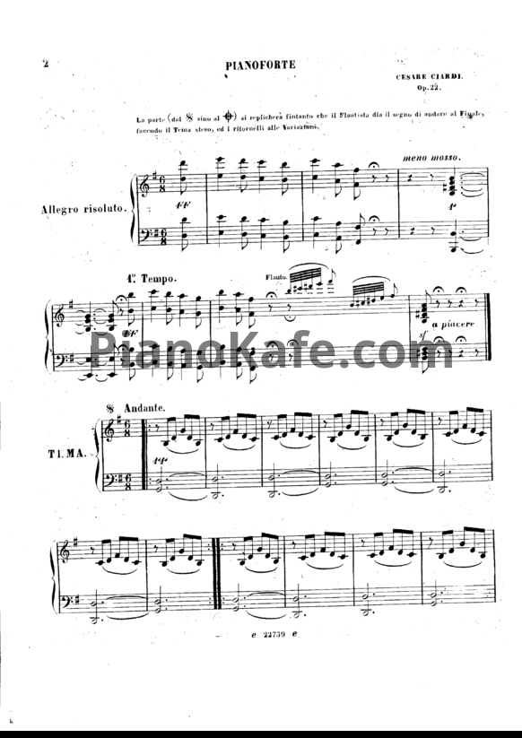 Ноты Чезаре Чиарди - Венецианский карнавал (Op. 22). Партия фортепиано - PianoKafe.com