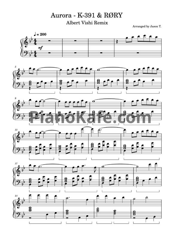 Ноты K-391 & RØRY - Aurora (Albert Veshi remix) - PianoKafe.com