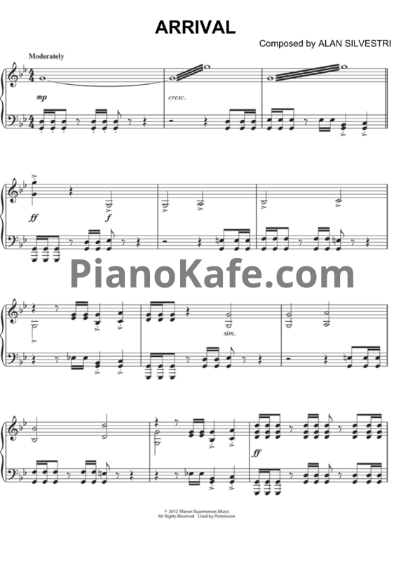 Ноты Alan Silvestri - Arrival - PianoKafe.com