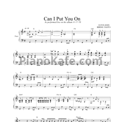 Ноты Elton John - Can I put you on - предпросмотр
