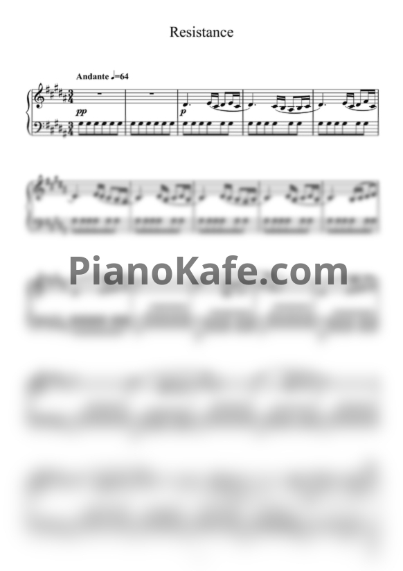 Ноты Ilya Beshevli - Resistance - PianoKafe.com