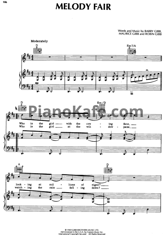 Ноты Bee Gees - Melody fair - PianoKafe.com