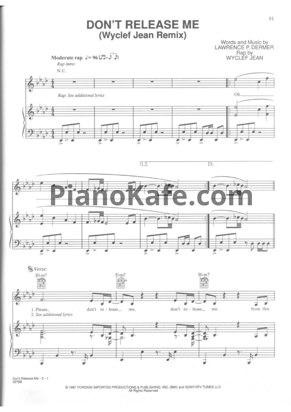 Ноты Gloria Estefan Feat. Wyclef Jean - Don't release me (Wyclef Jean remix) - PianoKafe.com