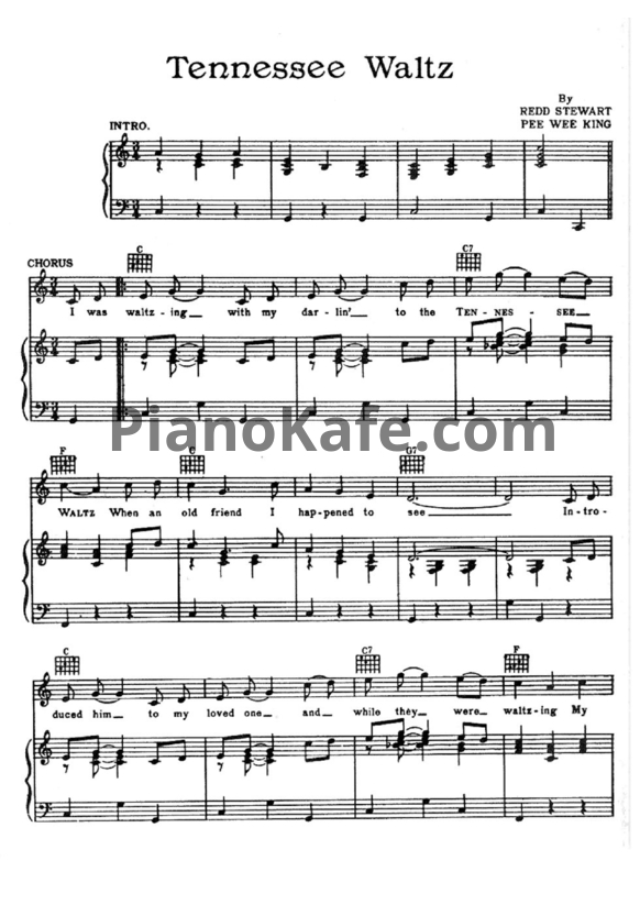 Ноты Patti Page - The Tennessee waltz - PianoKafe.com