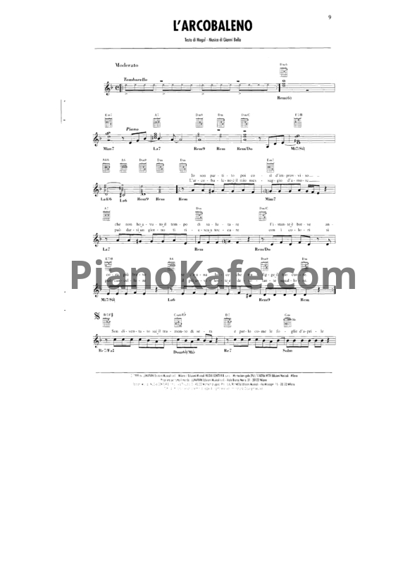 Ноты Adriano Celentano - L'arcobaleno - PianoKafe.com