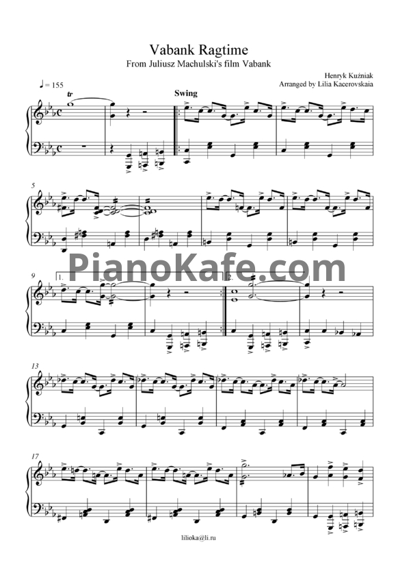 Ноты Henryk Kuźniak - Ragtime - PianoKafe.com
