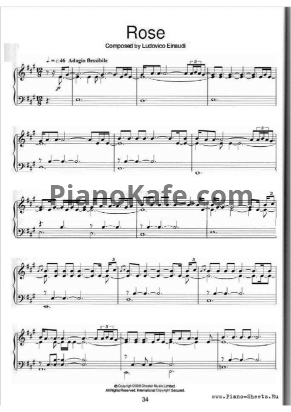 Ноты Ludovico Einaudi - Rose - PianoKafe.com