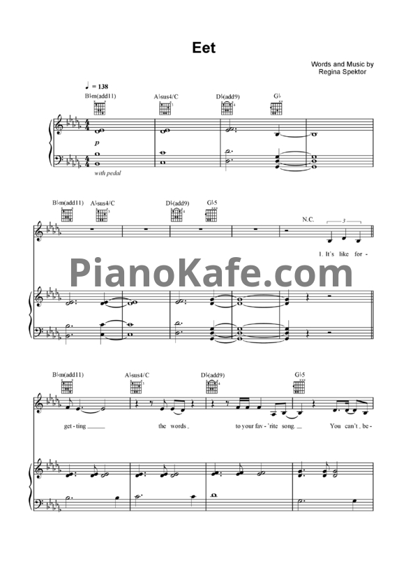 Ноты Regina Spektor - Eet - PianoKafe.com