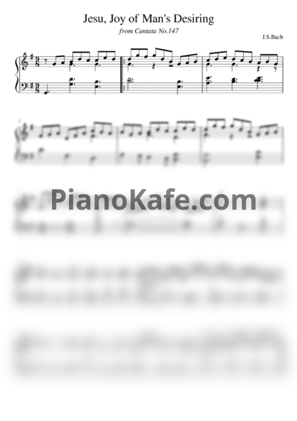 Ноты И. С. Бах - Jesu, Joy of man's desiring - PianoKafe.com