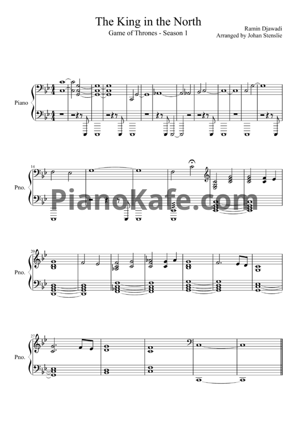 Ноты Ramin Djawadi - King of the North - PianoKafe.com