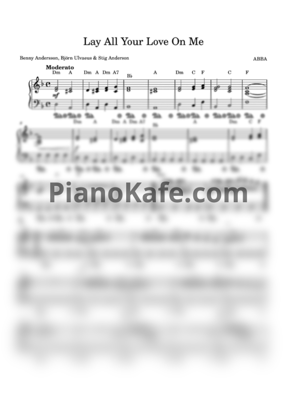 Ноты ABBA - Lay all your love on me (Piano cover) - PianoKafe.com