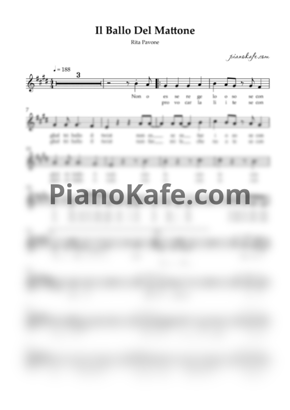 Ноты Rita Pavone - Il ballo del mattone (Вокальная партия) - PianoKafe.com