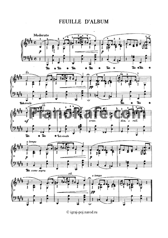 Ноты Фредерик Шопен - Листок из альбома - PianoKafe.com