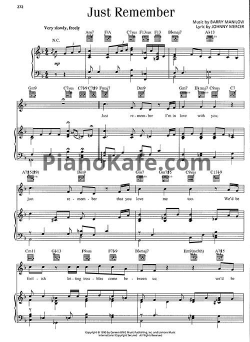 Ноты Barry Manilow - Just remember - PianoKafe.com