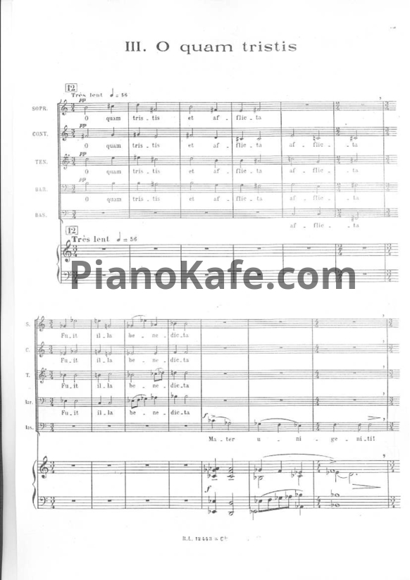 Ноты Франсис Пуленк - O Guam Tristis - PianoKafe.com