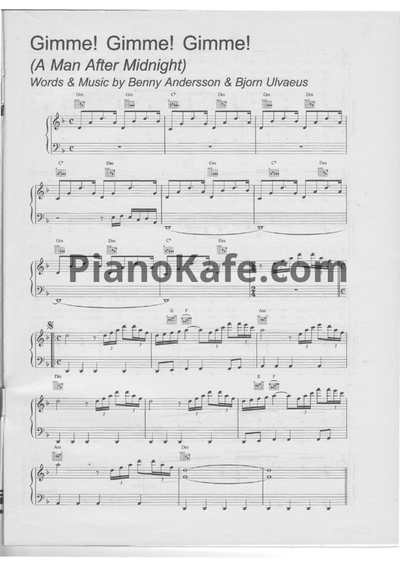 Ноты Abba - Gimme! Gimme! Gimme! - PianoKafe.com